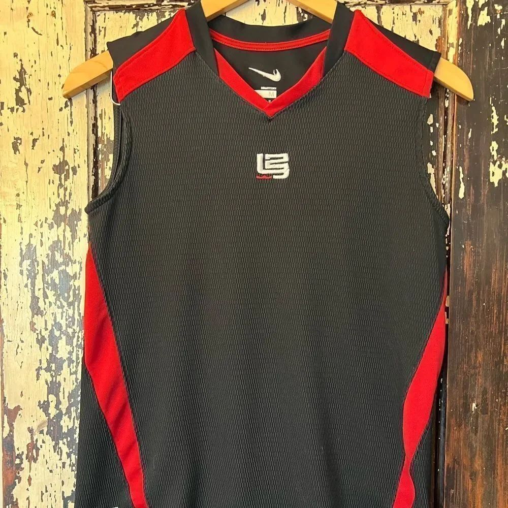 Nike Lebron James Black and Red Sri-Fit Basketball sleeveless jersey. Size M.